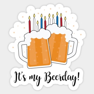 It's My Beerday! Funny Birthday Beer Mug Sticker